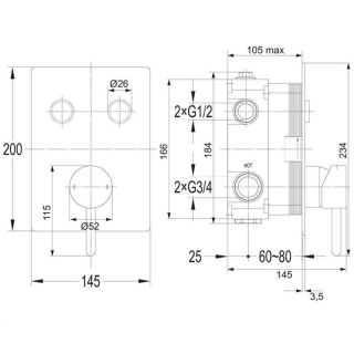 Встраиваемый смеситель для душа Omnires Y GoClick хром Y1235GCCR